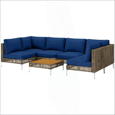 Ensemble modulaire d'extérieur modulaire, ensemble de conversation durable, ensemble de 7 pièces de mobilier de patio en osier
