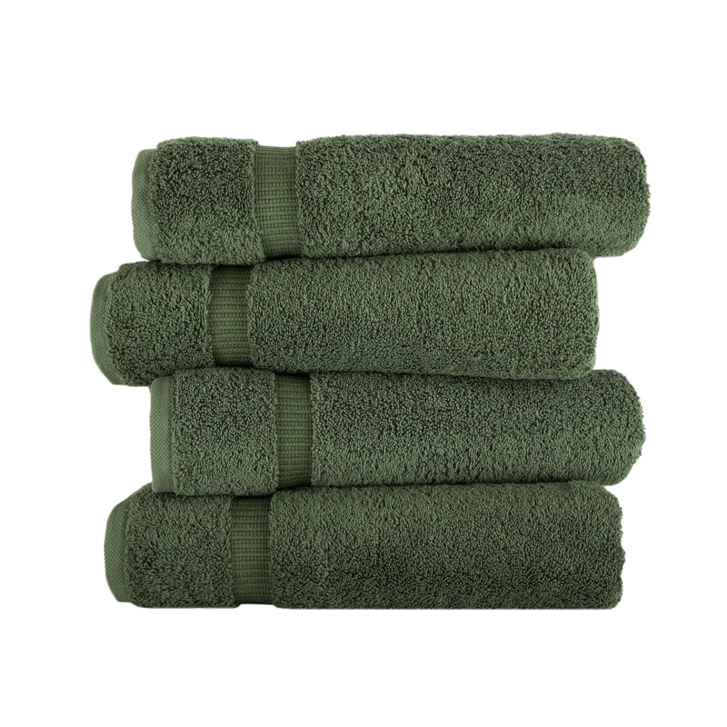 Serviettes de bain en coton Armel - séchage rapide et sensation moelleuse, qualité hôtel et spa, ensemble de 4, Vert