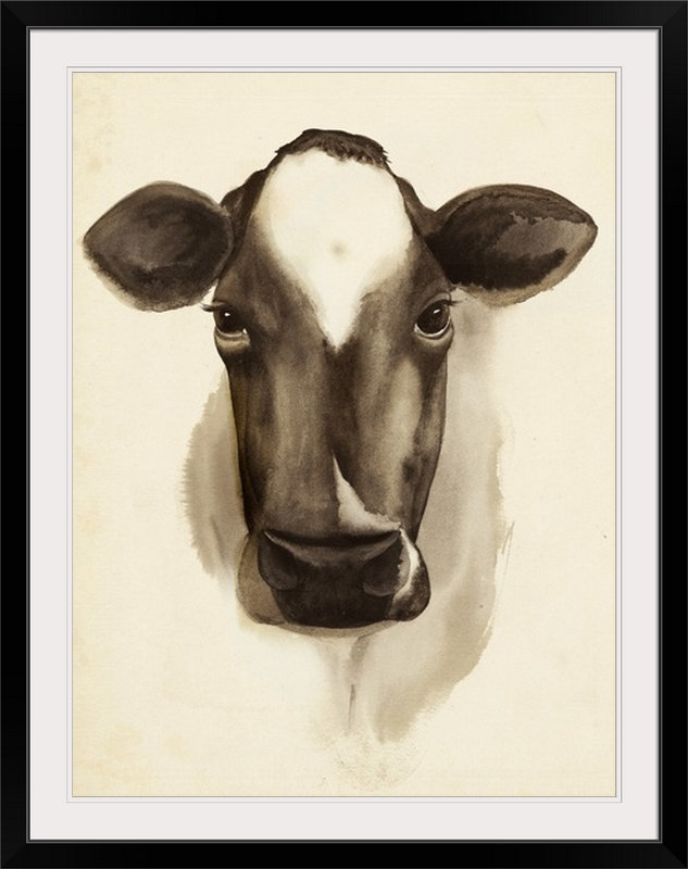« iv », reproduction d’art sur affiche Watercolor Barn Animals, Cadre noir, H 32 po x l 26 po x P 1 po