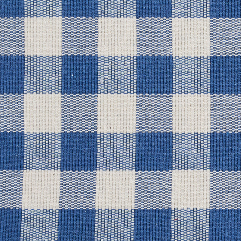 Serles Rectangular Checkered Table Runner, Blue/White, 54" x 13"