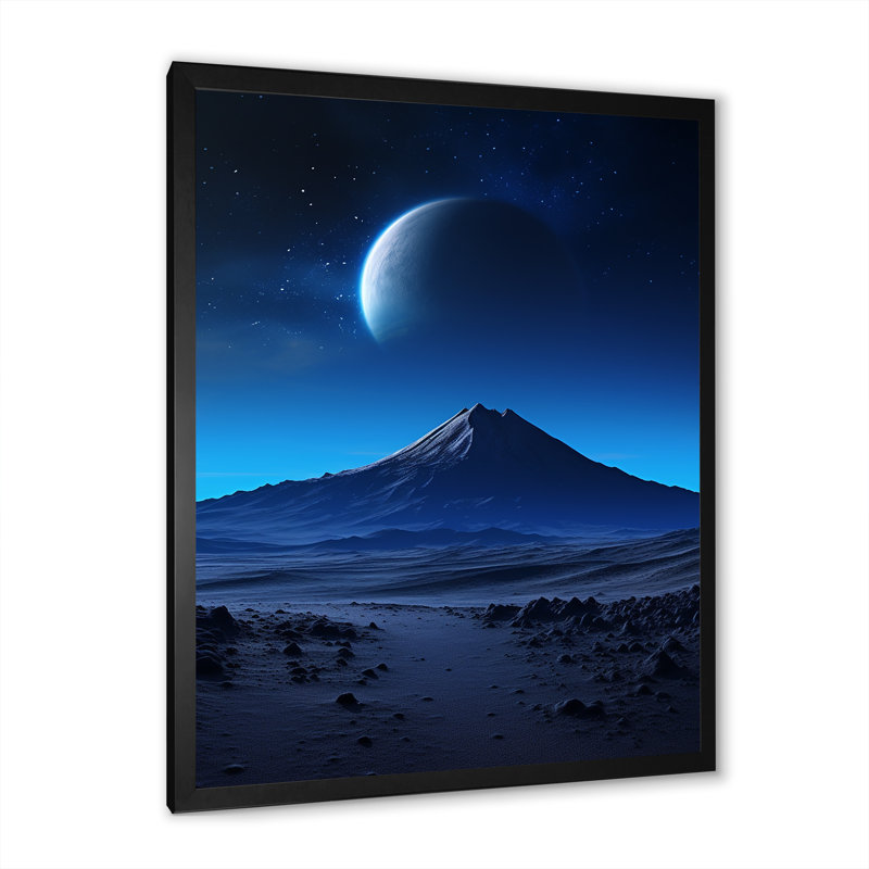 Paysage lunaire volcanique II, Cadre simple noir, H 32 po x l 24 po x P 1 po