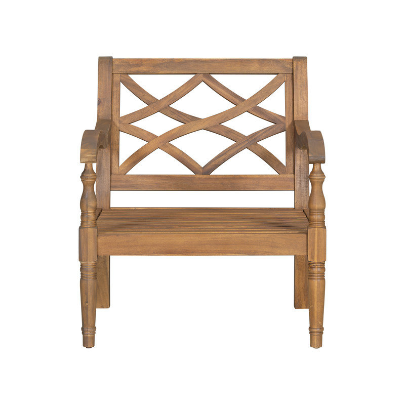 Solid Acacia Wood Outdoor Club Chair with Waterproof Cushion