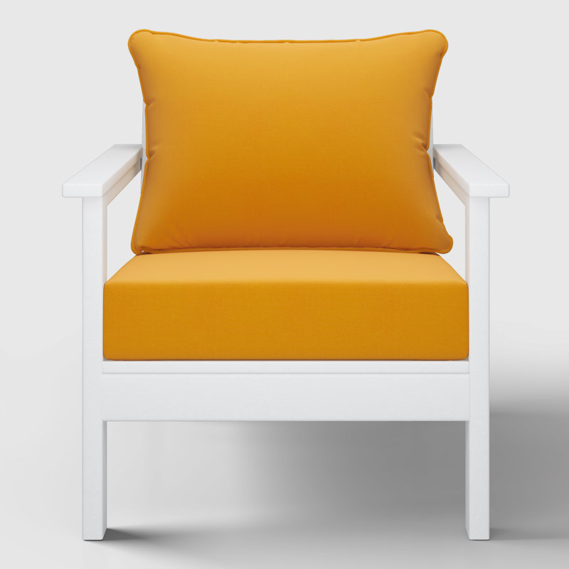 Chaise profonde avec coussins (ensemble de 2), Jaune, Blanc