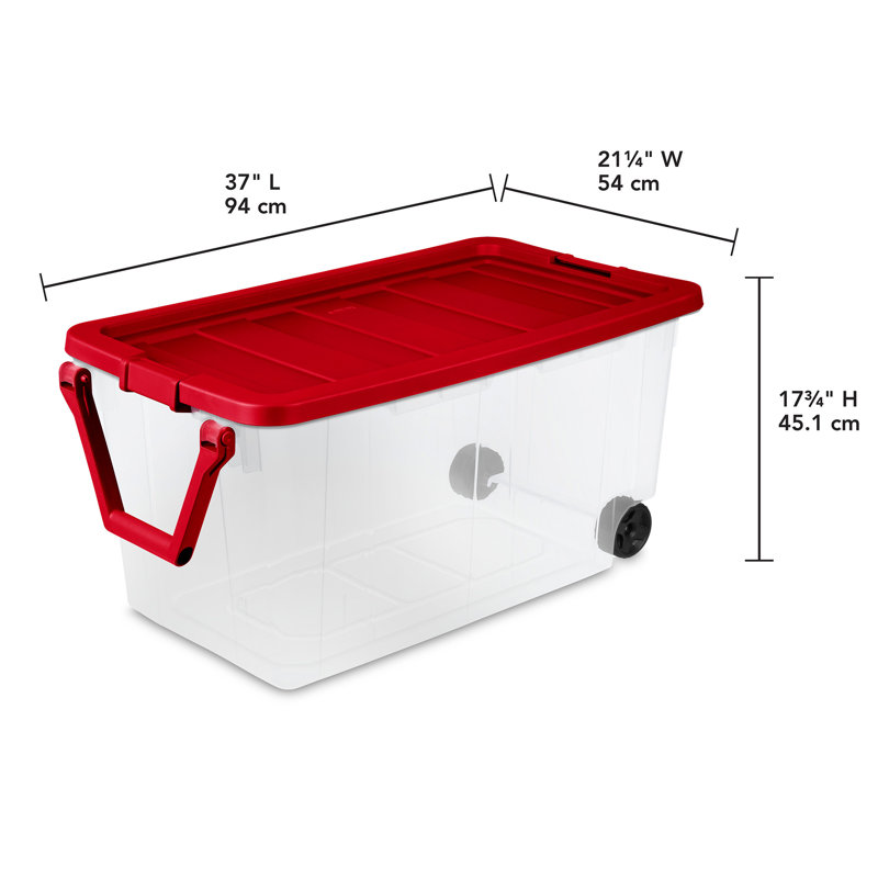 Sterilite 160 Qt Wheeled Storage Box, Large Plastic Container with Lid, 4 Pack
