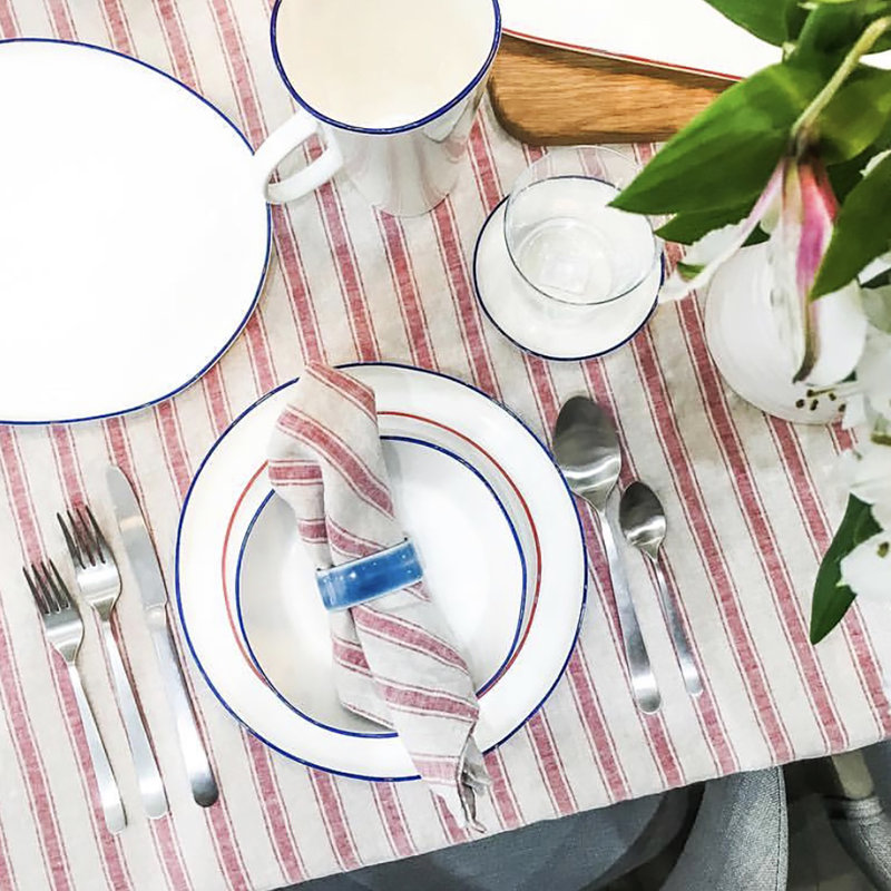 Canvas Home Abbesses Colored Rim Porcelain Dinner Plate, Blue