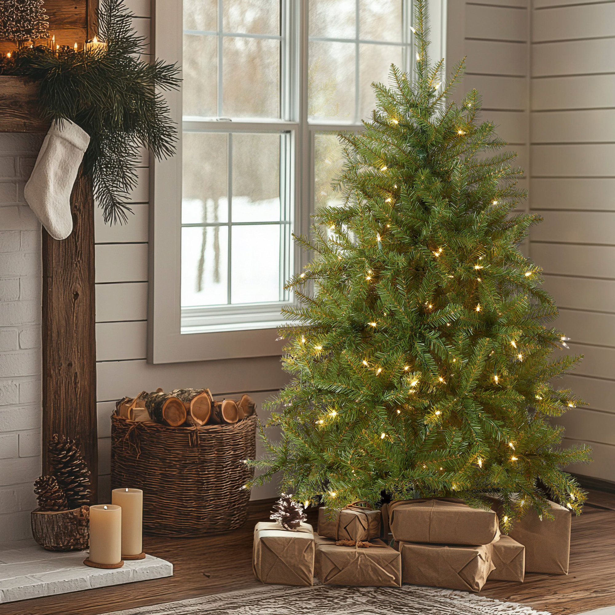 Dunhill Fir Tree with Clear Lights, 4', Clear/White Lights