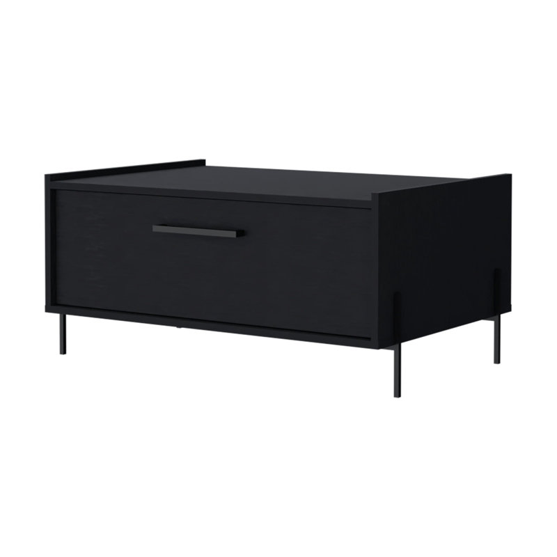 Table basse avec porte rabattable, Noir