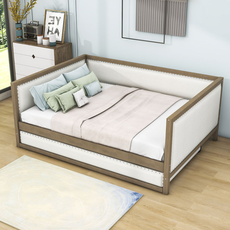 Wood Full Upholstered Daybed with Twin Trundle
