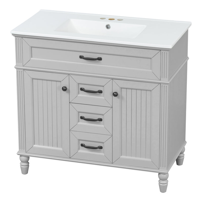 Meuble-lavabo 36 po avec comptoir en céramique, Vert