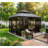 Hardtop Gazebo Solarium, All-Aluminum Enclosed Sunroom with Sliding Doors for Patio-122877496