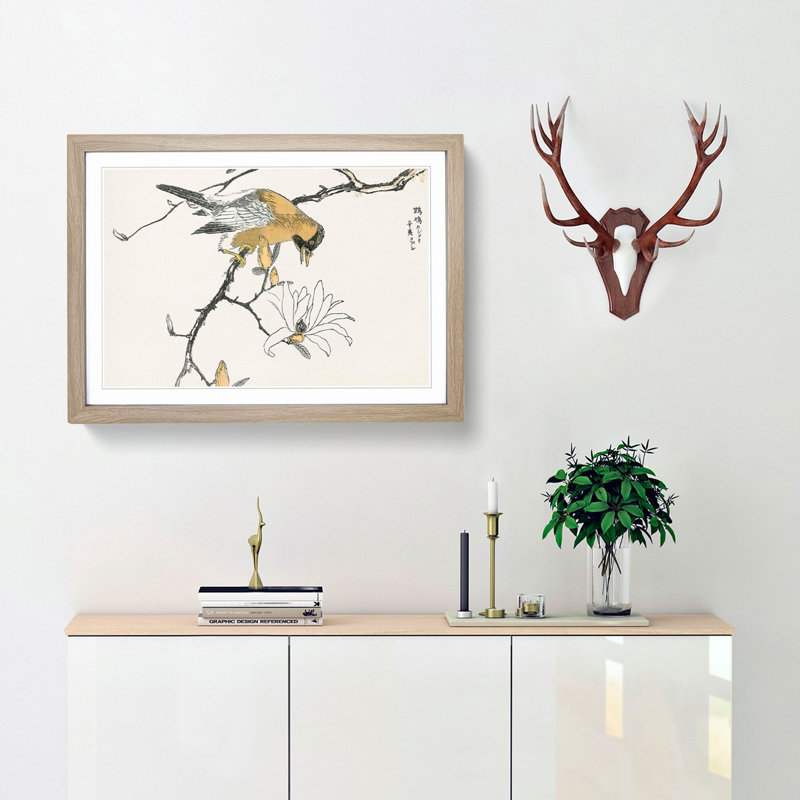 Tibetan Hoopoe Bird by Numata Kashu - Picture Frame Painting Print, 40cm H x 60cm W x 2cm D, Oak