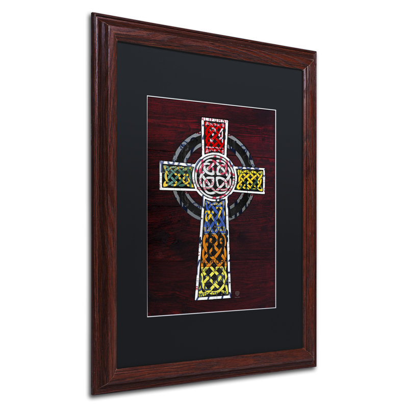 « celtique cross », impression encadrée sur toile, H 20 po x l 16 po x P 0,5 po