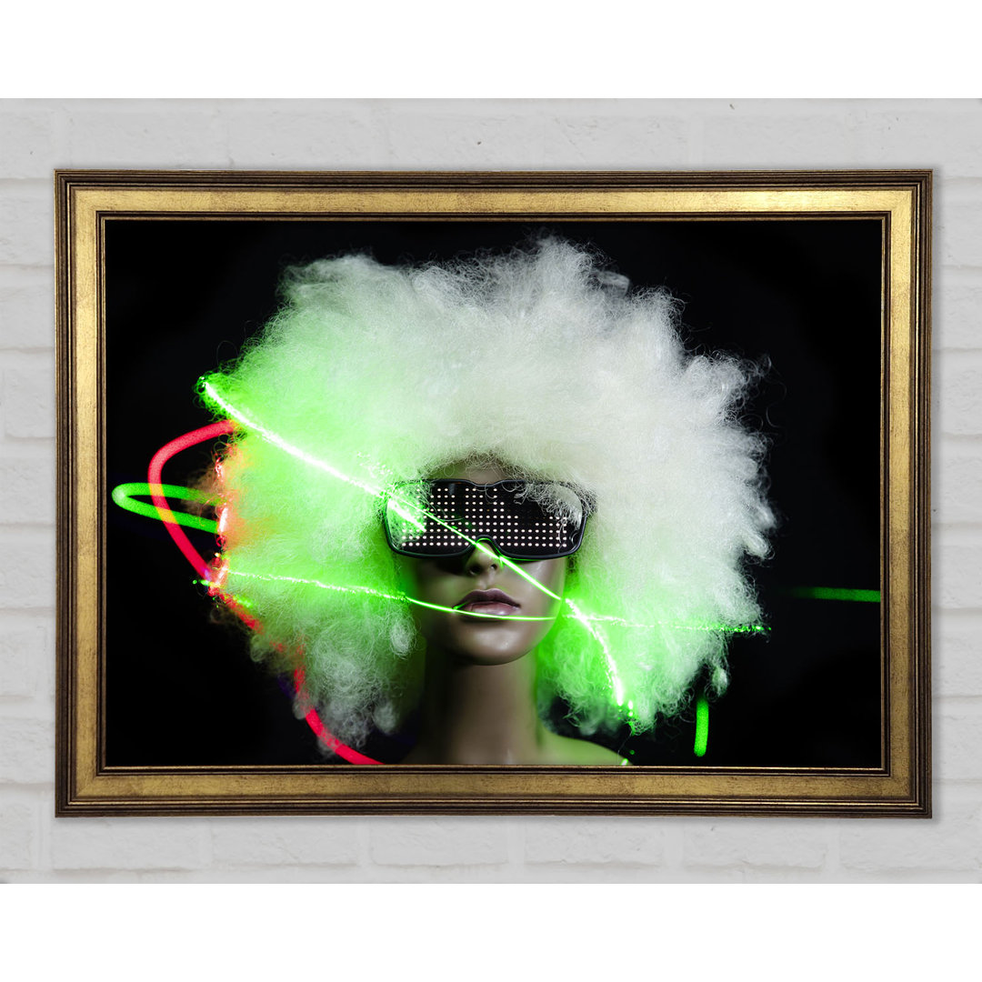 Neon Light Afro Gerahmter Druck