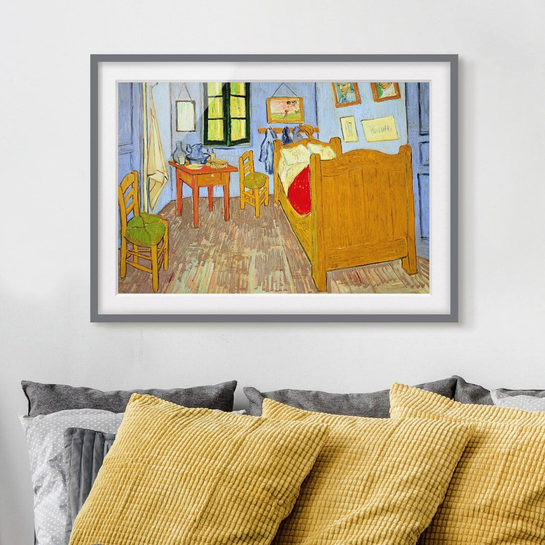 Gerahmtes Papierbild Schlafzimmer in Arles von Vincent van Gogh