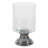Glass Handmade Turned Style Pillar Silver Hurricane Lamp with Smoked Glass Finish