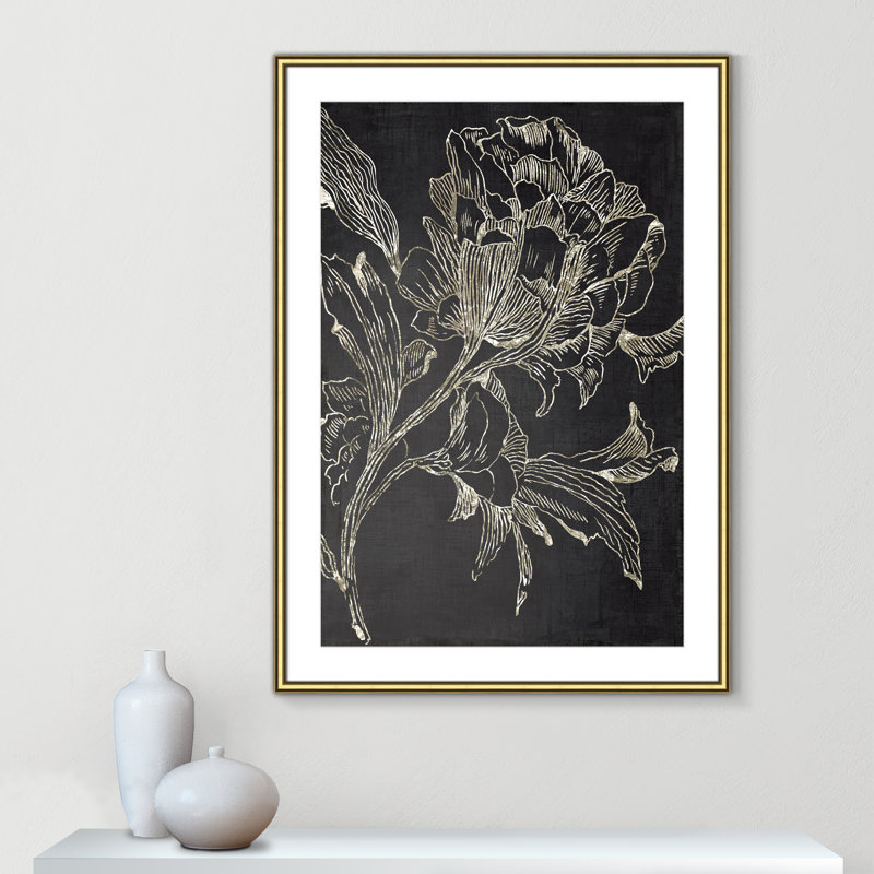 Clarendon Golden Flower Folklore I by Asia Jensen - Picture Frame Graphic Art Print, Gold Framed, 42.75" H x 30.75" W