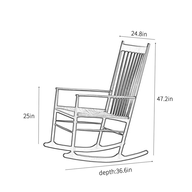 Chaise berçante en bois massif tissé en bois de frêne