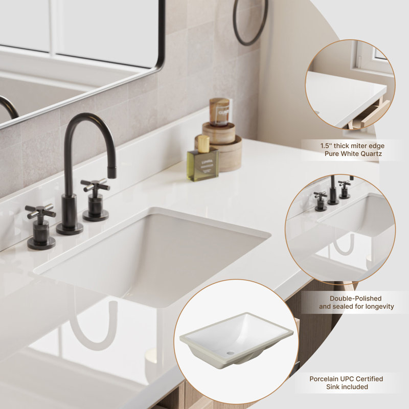 Cambridge 61'' W Single Vanity, Oak, Rectangular
