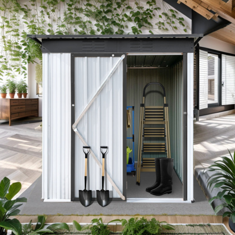 Remise de rangement en métal l 5 pi x P 3 pi, Blanc / gris