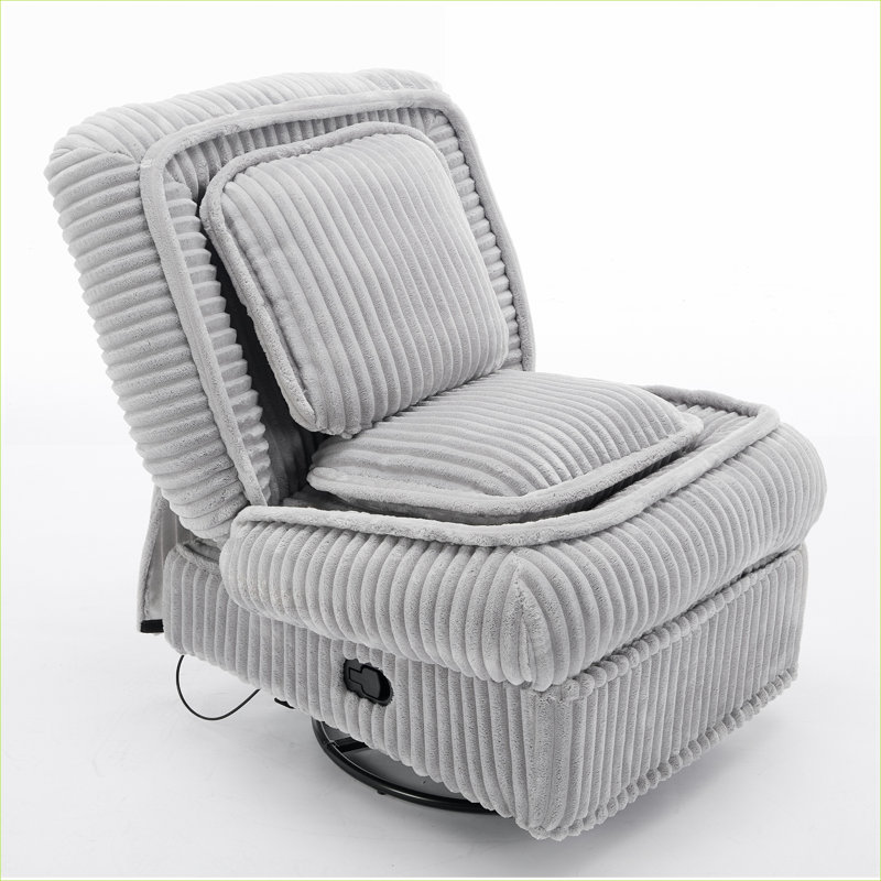 Fauteuil inclinable pivotant réglable à 360 ° xpiyaer, fauteuil coulissant compact sans accoudoirs, velours côtelé gris neutre pour les petits espaces