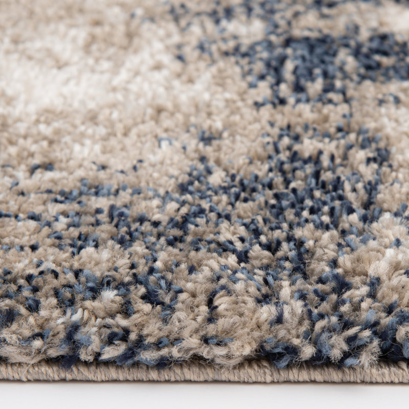 Tapis crème / bleu marine Kinsman, Rectangle 7 pi 10 po x 9 pi 10 po