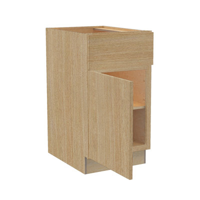 Gallery Express Rowan Plywood Assembled 15 in W x 24 in D x 34.5 in H Base Kitchen Cabinet with Drawer Left in Straw