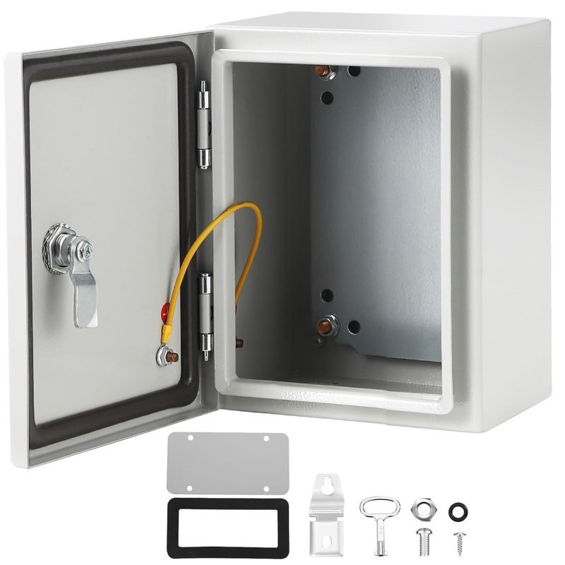 Boîtier en acier, boîtier électrique d'extérieur, étanche à l'eau et à la poussière IP66, boîte de jonction électrique avec plaque de montage pour une utilisation intérieure / extérieure