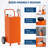 Heavy Duty Portable Fuel Caddy with Manual Rotary Pump & 9.8ft Hose - Large Gasoline & Fuel Storage Tank on Wheels for Cars, Lawn Mowers, ATVs, Boats - Orange | 35 gallons