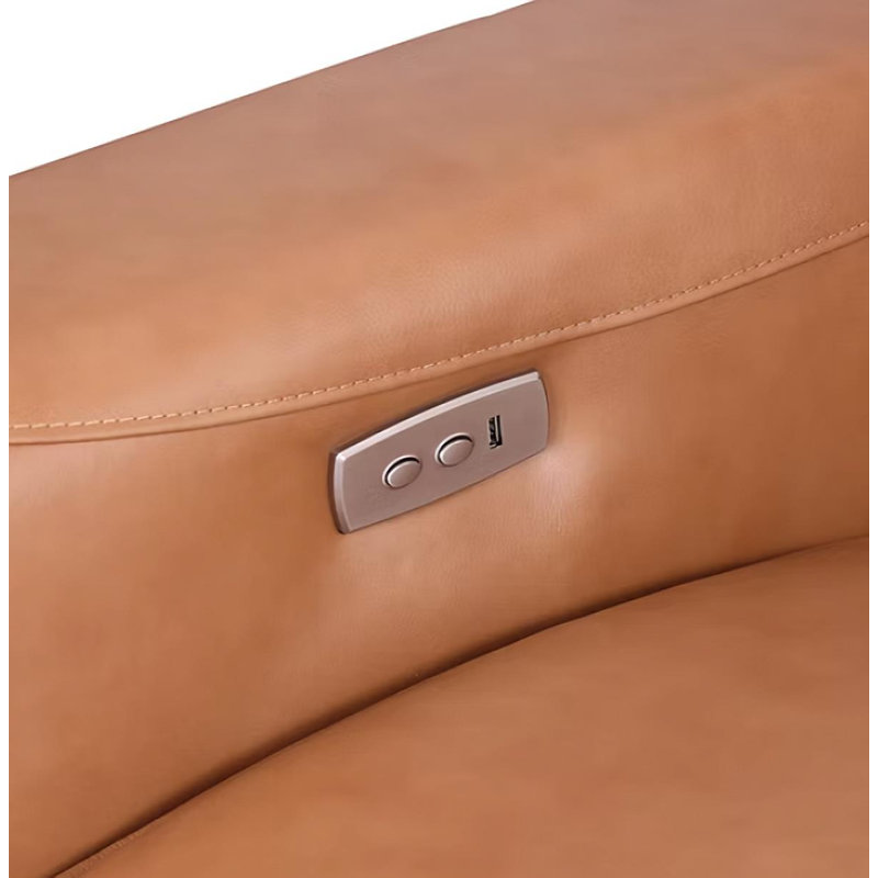 Nevada Camel Sectional Reclining, Camel Leather Match
