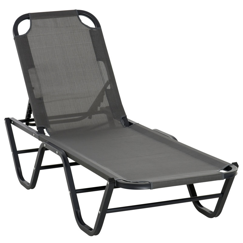 Aymelia 163cm Long Reclining Single Chaise, Grey, Black