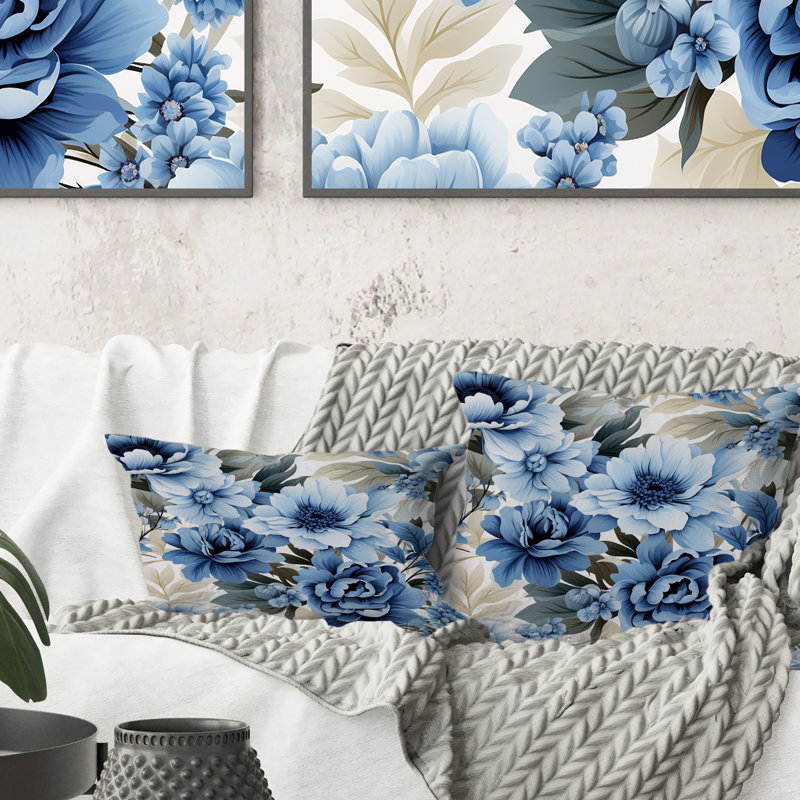 Motif floral victorien à motif floral V - imprimé floral, 16 po x 16 po
