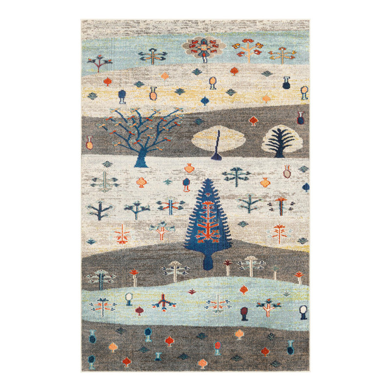 Washable Floral Indoor Rug, Rectangle 5'3" x 8'