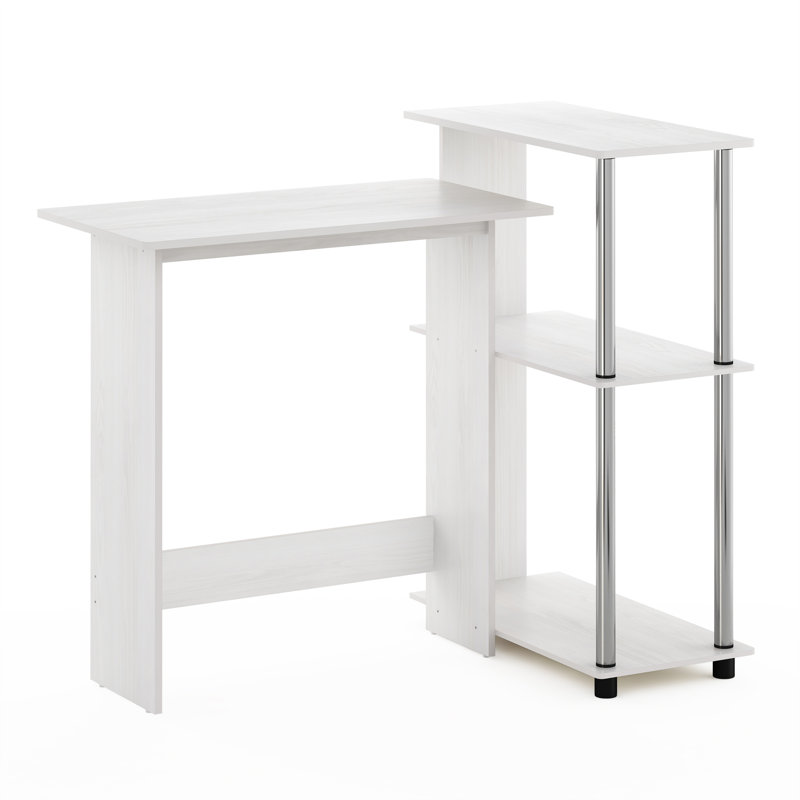 Anselmo Corner Writing Desk, White Oak/Chrome