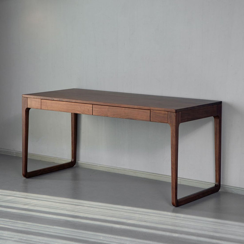 Bureau d'écriture rectangulaire en bois massif avec tiroirs Nut-brown, H 29,53 po x l 62,99 po x P 27,56 po