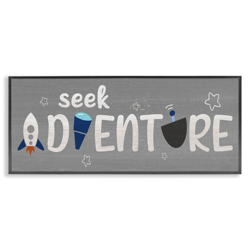 «Seek Adventure Imagination Sentiment» par Daphne Polselli, Giclée encadrée noir minuit, H 10 po x l 24 po