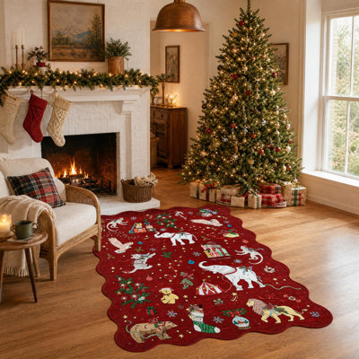 Rectangle Animal Print Washable Area Rug