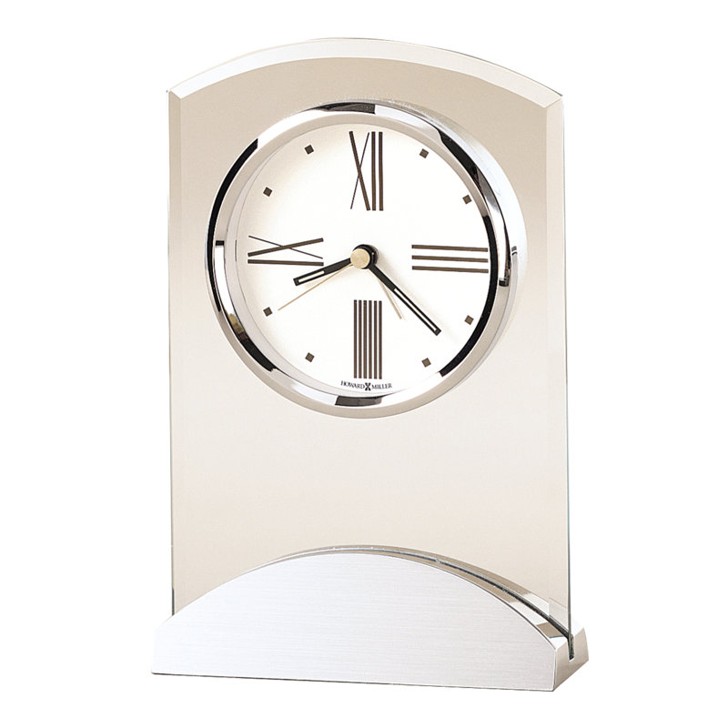 Tribeca Tabletop Clock in Polished Silver/Clear