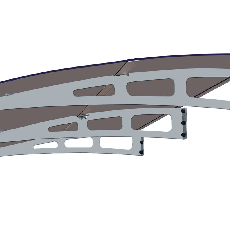 Auvent pour fenêtre de 59 po x 34 po en polycarbonate et aluminium pour mur de maçonnerie en béton seulement (entrée conceptuelle en double, représentée une fois dans son contexte)