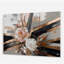 «Rose Gold Linear Floral Elegance III», art mural floral en acrylique pour le salon-101521823