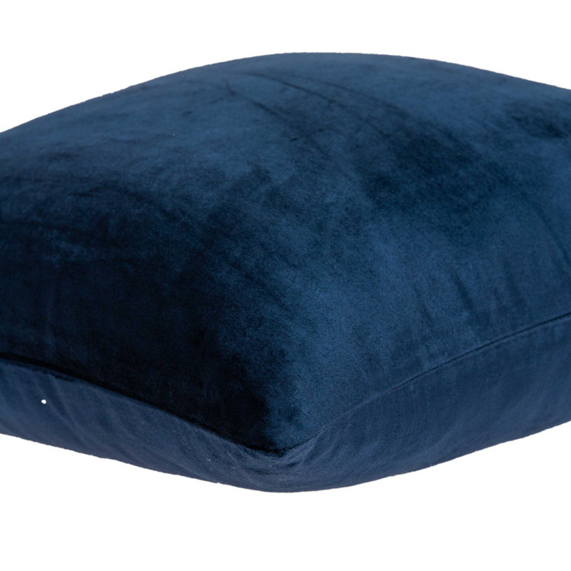 Camila Aqua 18" Square Cotton Blend Solid Decorative Throw Pillow, 18" x 18", Polyester/Polyfill, Navy Blue