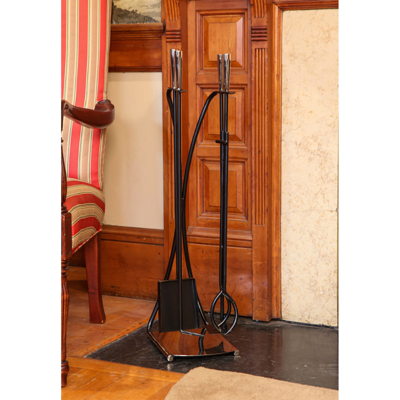 Ensemble d'outils de foyer en fer 5 pièces Haseeb, Nickel