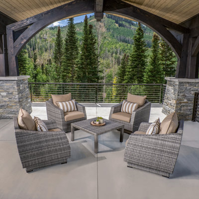 Fionnula 4 Person Rattan Sunbrella Seating Group with Cushions