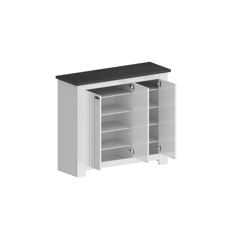 30 Pair Shoe Storage Cabinet, White/Grey