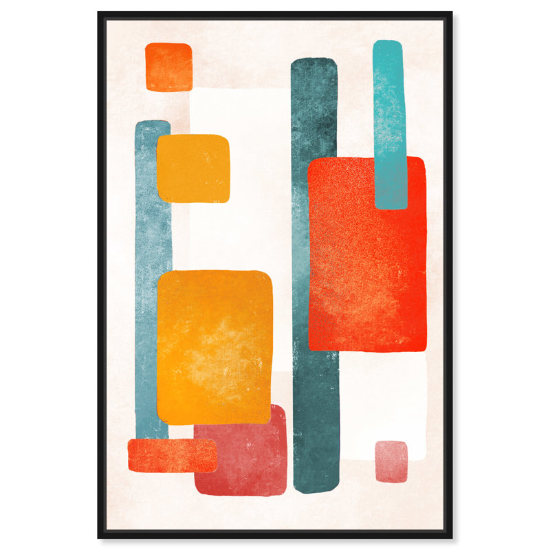 «Blue and Orange Love», reproduction d'impression sur toile, Toile avec cadre noir, H 45 po x l 30 po x P 1,5 po