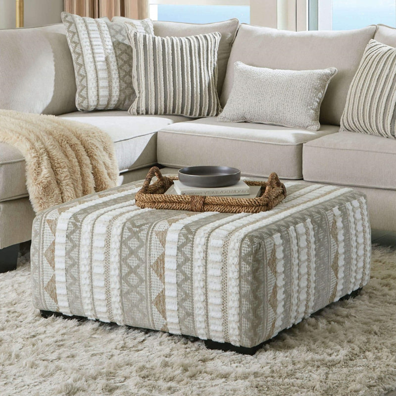 Contemporary Style Solid Wood Form Ottoman