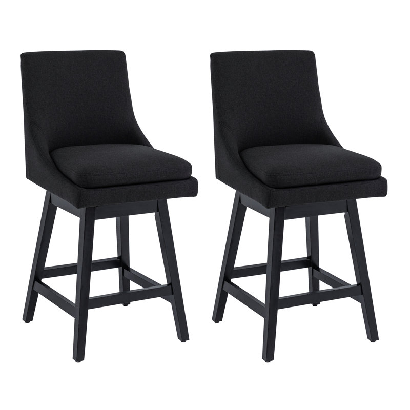Lark Manor™ Counter Stools,26"360 Free Swivel Counter Height Bar Stools With High Back For Bar And Kitchen Island,Set Of 2,Performance Fabric