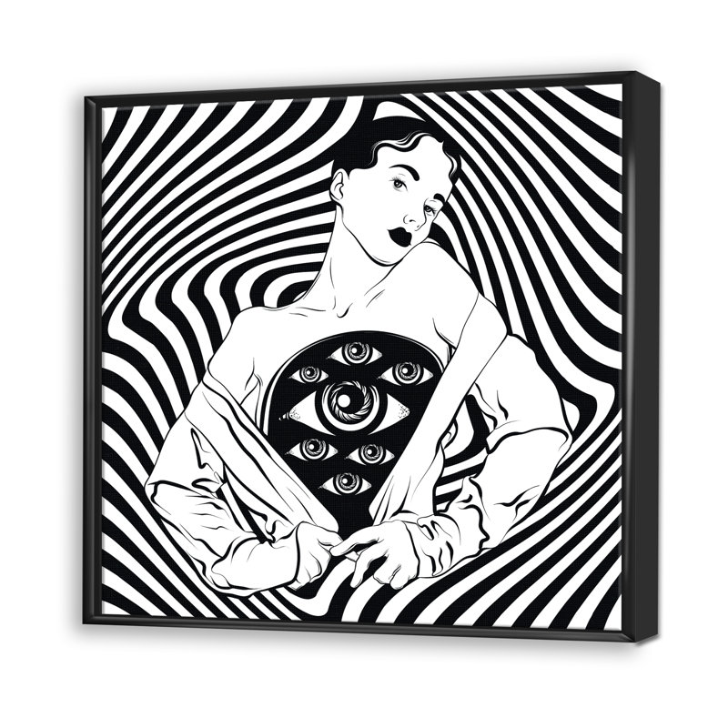 «Empowered Cosmic Women Geometric Goddess Series», impression sur toile, H 46 po x l 46 po x P 1,5 po, Toile avec cadre noir