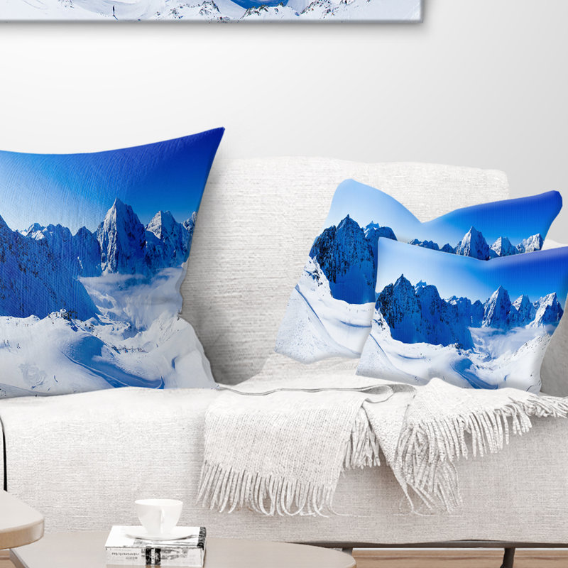 Coussin Blue Winter Mountains, Rectangulaire, 12 po x 20 po