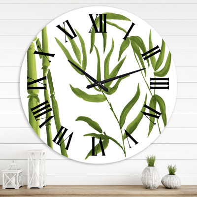 Branches de bambou dans la forêt IV - Horloge murale tropicale