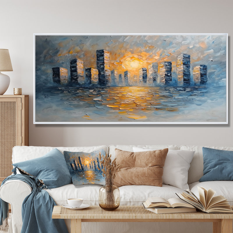Ilirjan - Abstract Wall Art, H 28 po x l 60 po, Cadre flottant, Blanc